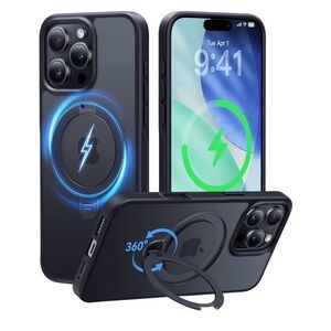 Phone case “magic stand” for iPhone 16 Pro Max w/ 360 spin stand